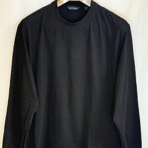 Scott Barber Men's Crew Neck 100% Pima Cotton Long Sleeve Shirt - Black - XL